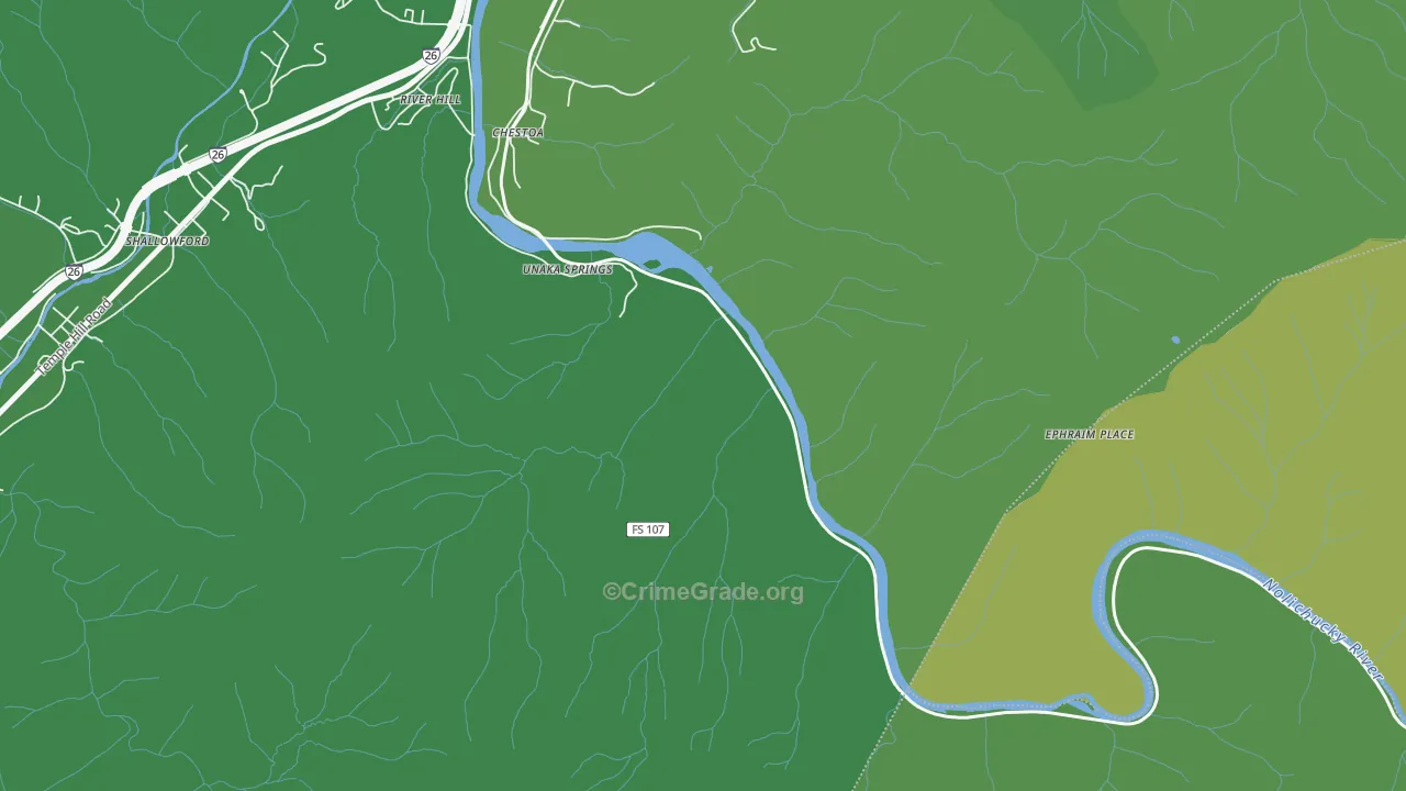 Unaka Springs, TN Map of Vehicle Theft Rates