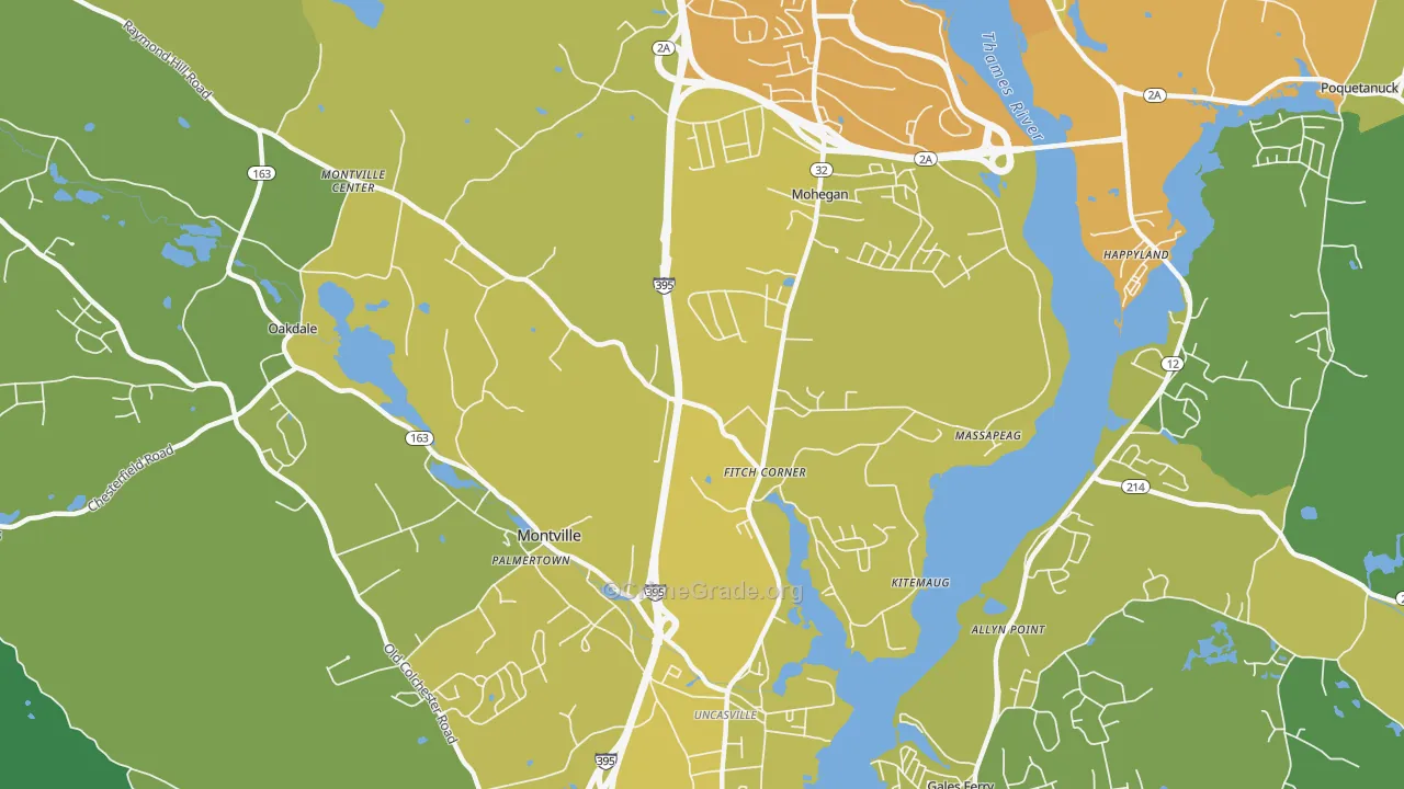 Uncasville, CT Map of Vehicle Theft Rates