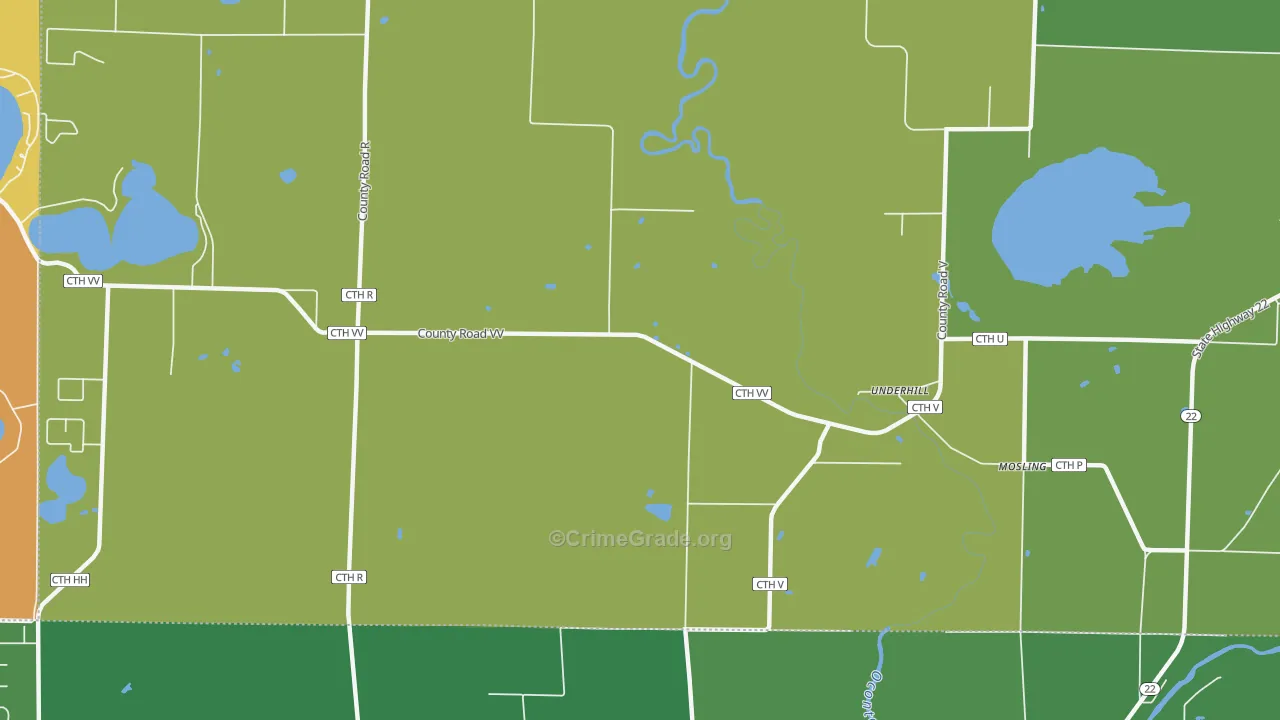 Underhill, WI Map of Vehicle Theft Rates