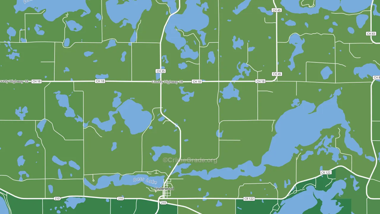 Underwood, MN Map of Vehicle Theft Rates
