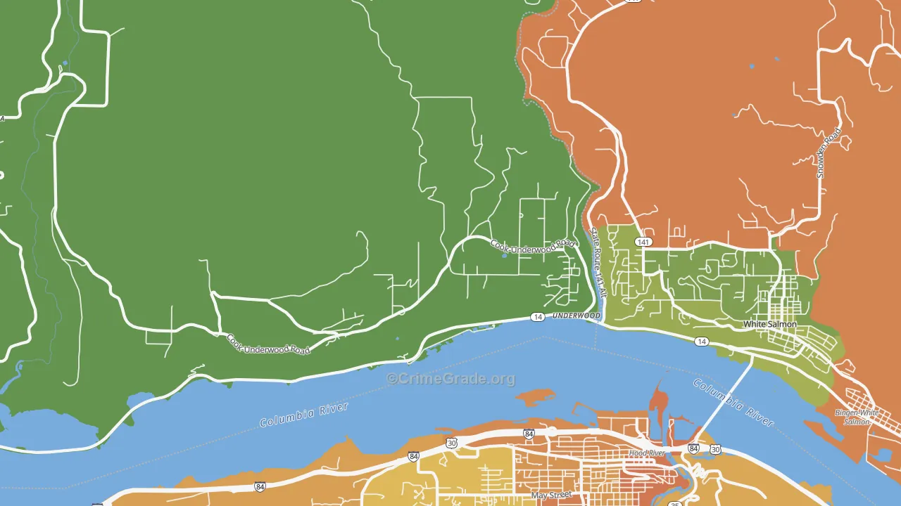 Underwood, WA Map of Vehicle Theft Rates