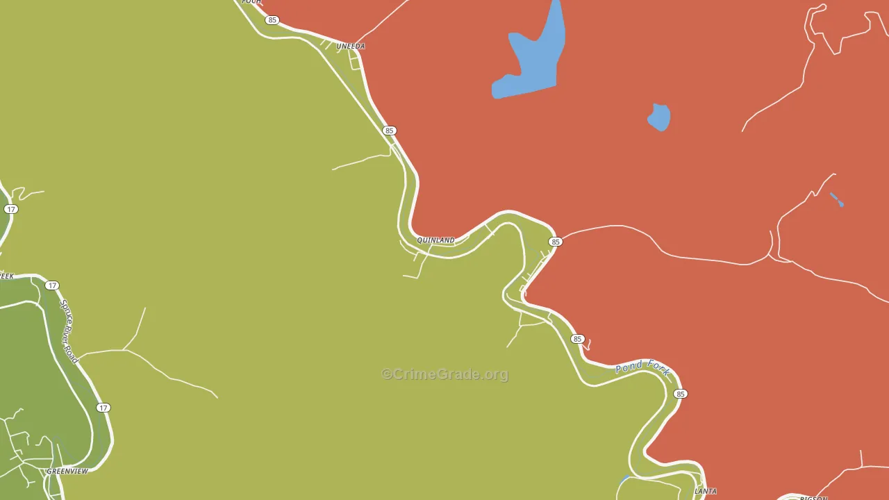 Uneeda, WV Map of Vehicle Theft Rates