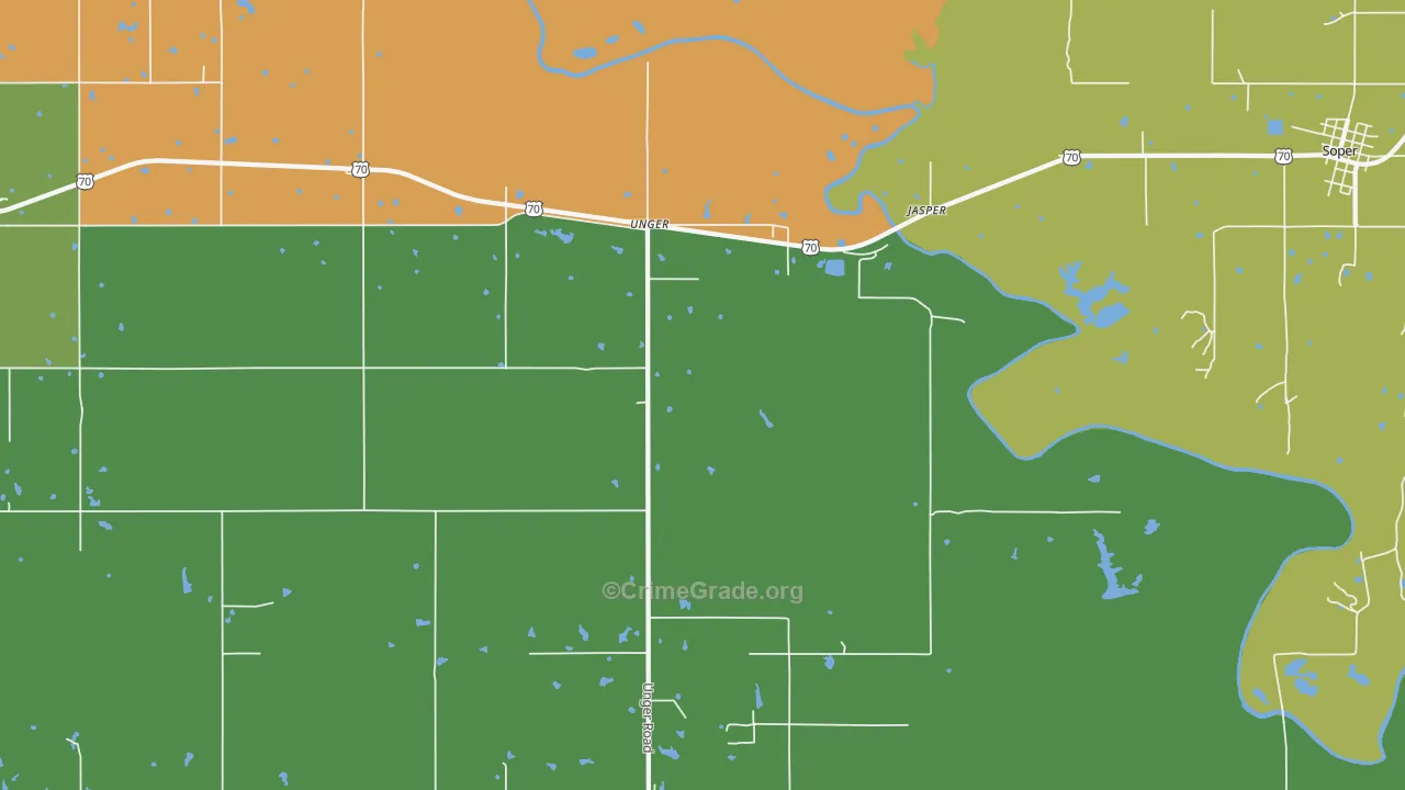 Unger, OK Map of Vehicle Theft Rates