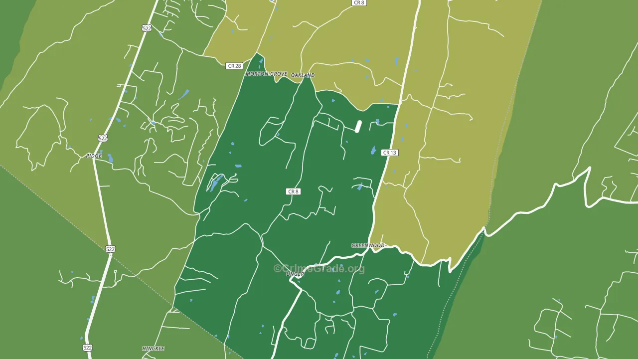 Unger, WV Map of Vehicle Theft Rates