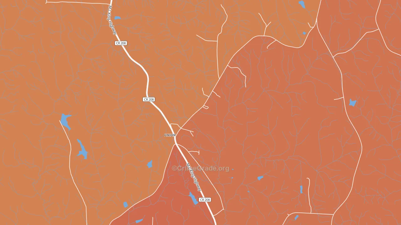 Union, AL Map of Vehicle Theft Rates