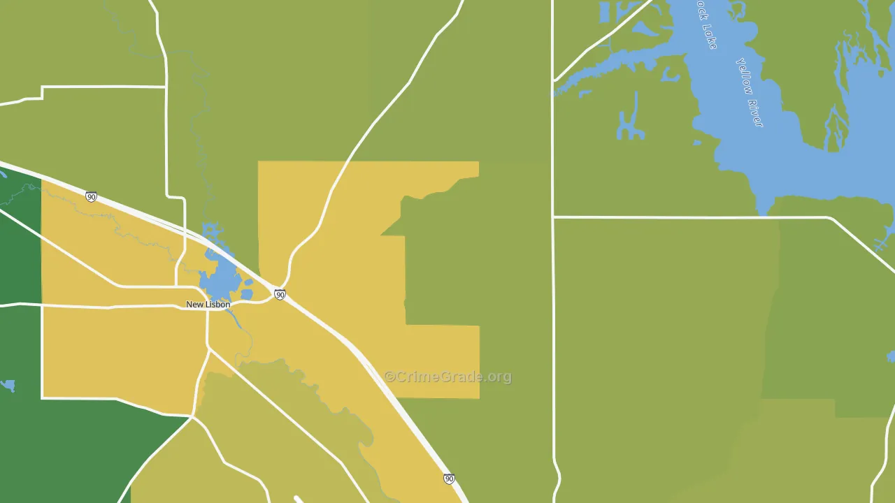 Union Center, WI Map of Vehicle Theft Rates
