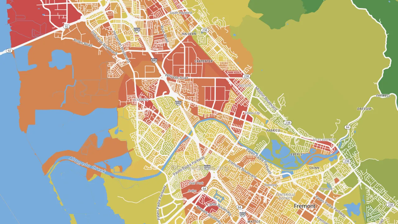 Union City, CA Map of Vehicle Theft Rates