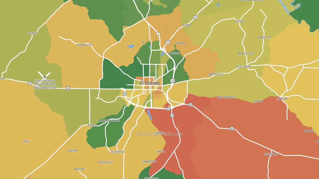 Union County, AR Map of Vehicle Theft Rates