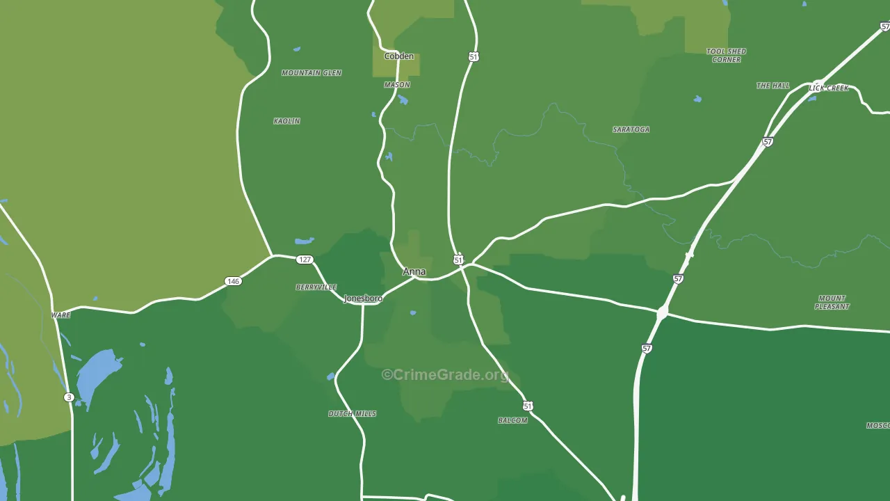 Union County, IL Map of Vehicle Theft Rates