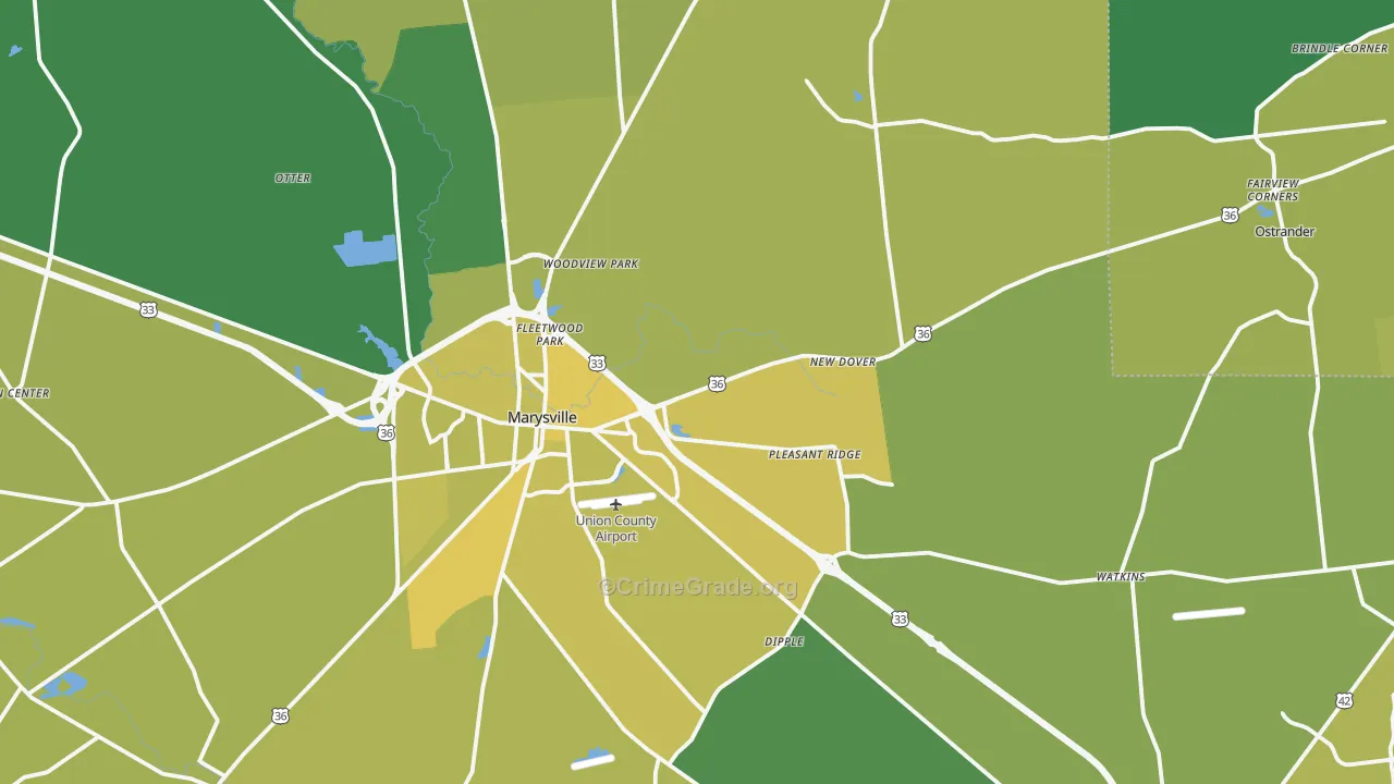 Union County, OH Map of Vehicle Theft Rates