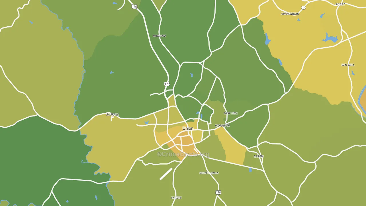 Union County, SC Map of Vehicle Theft Rates