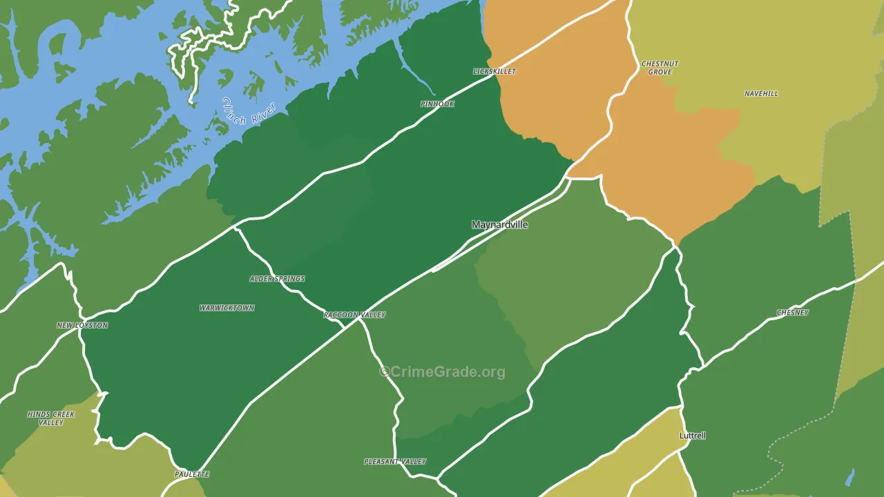 Union County, TN Map of Vehicle Theft Rates