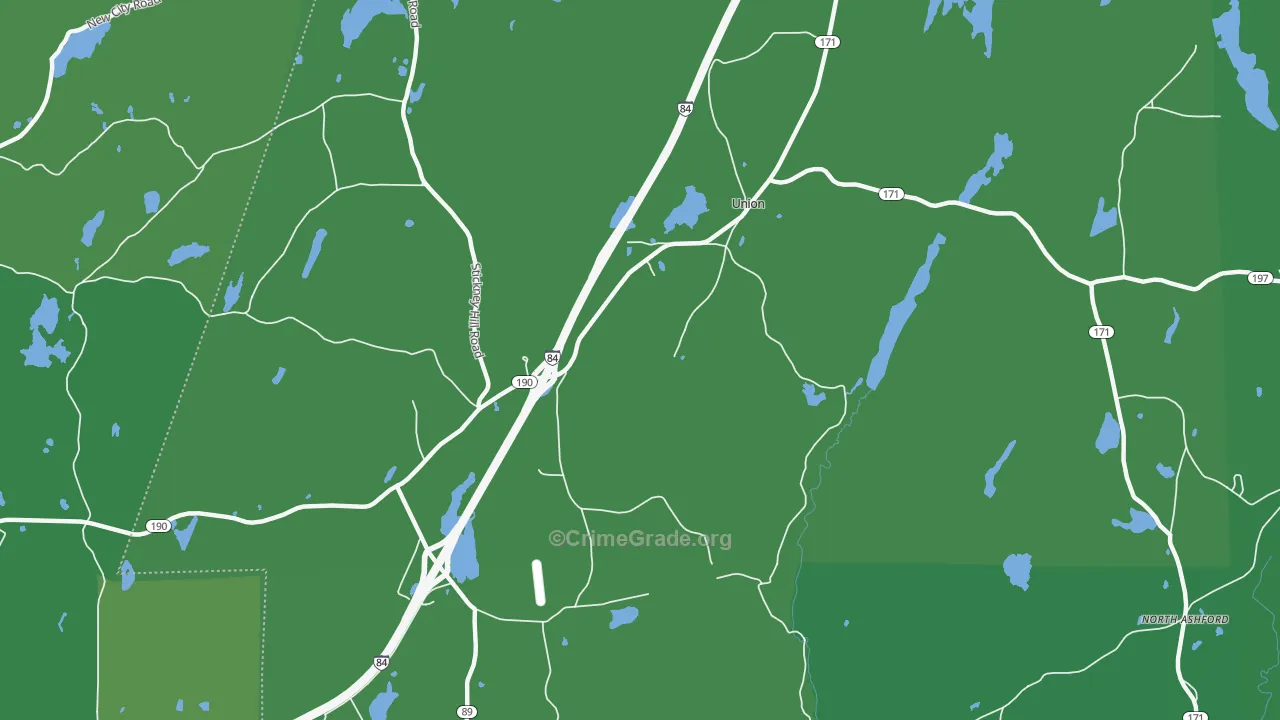 Union, CT Map of Vehicle Theft Rates