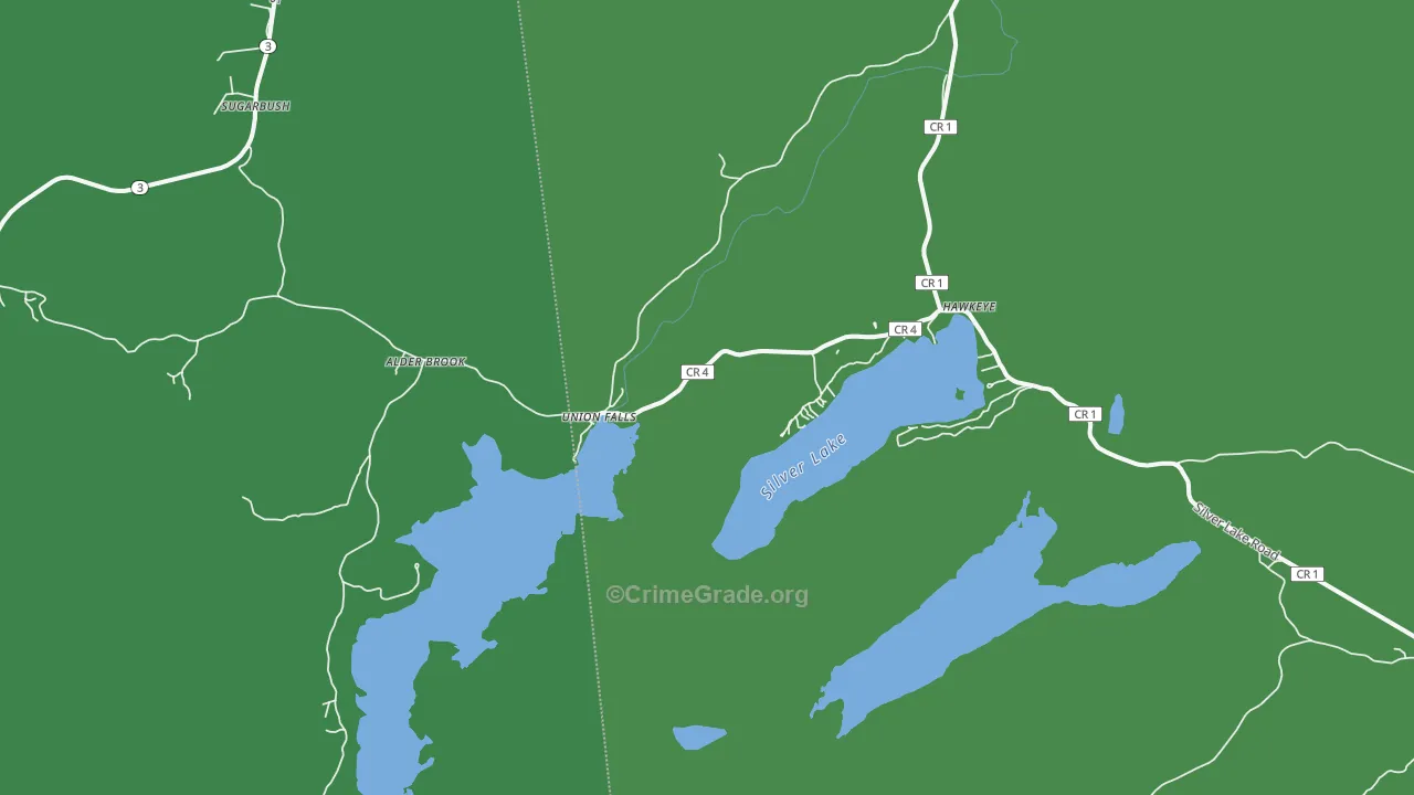 Union Falls, NY Map of Vehicle Theft Rates