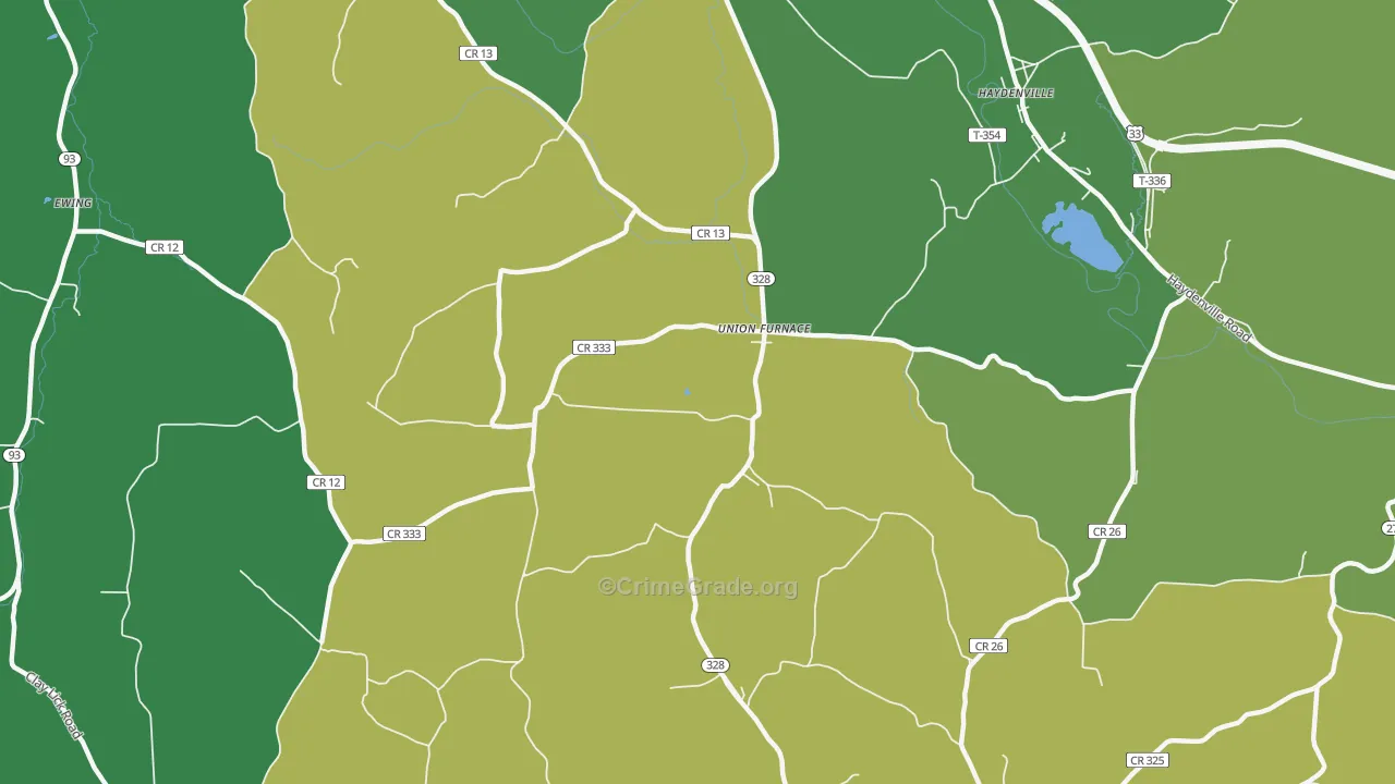 Union Furnace, OH Map of Vehicle Theft Rates