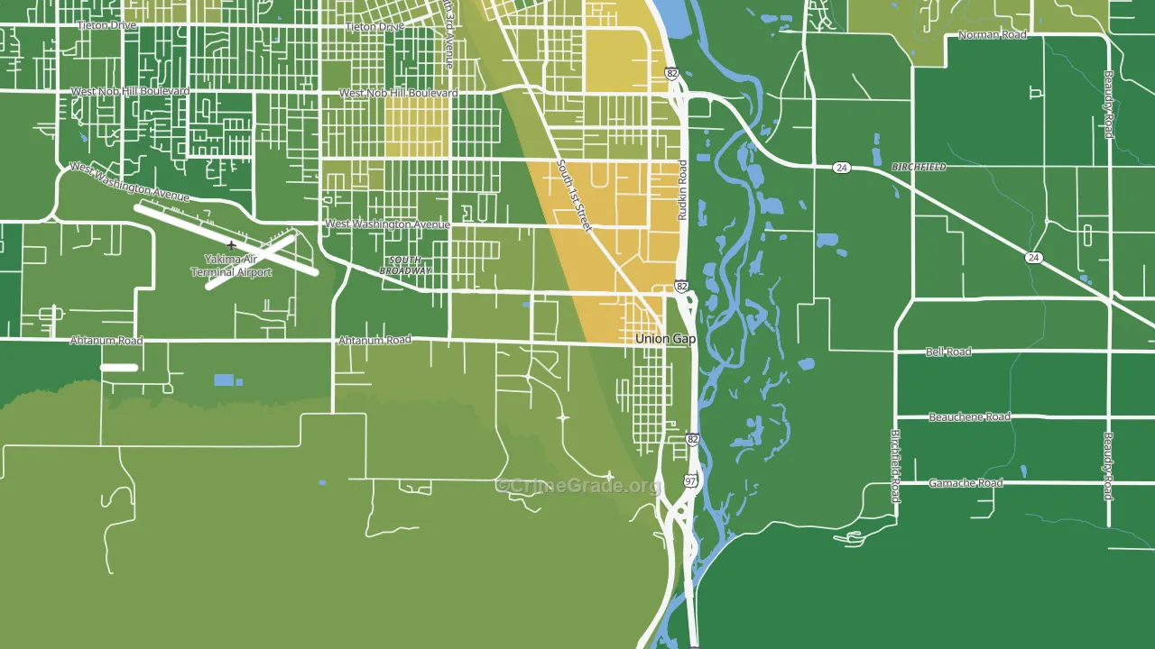 Union Gap, WA Map of Vehicle Theft Rates