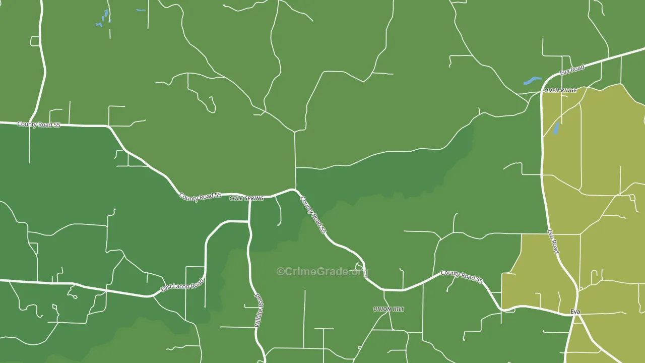 Union Hill, AL Map of Vehicle Theft Rates