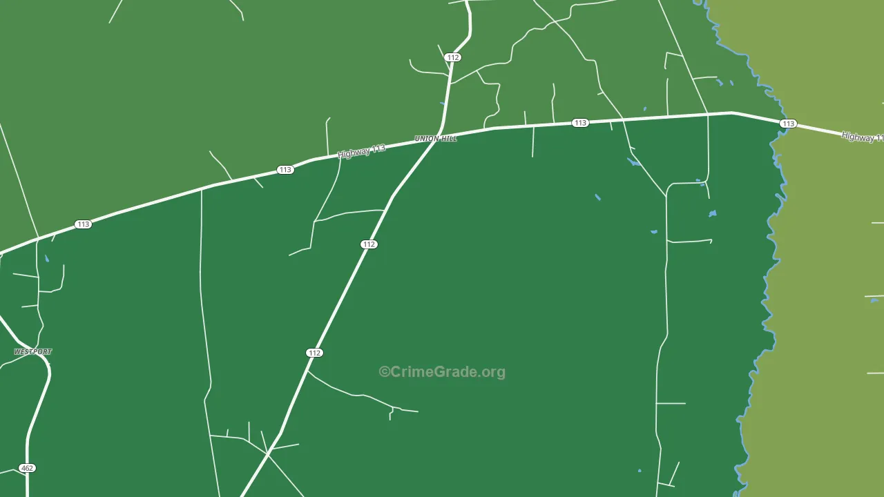 Union Hill, LA Map of Vehicle Theft Rates