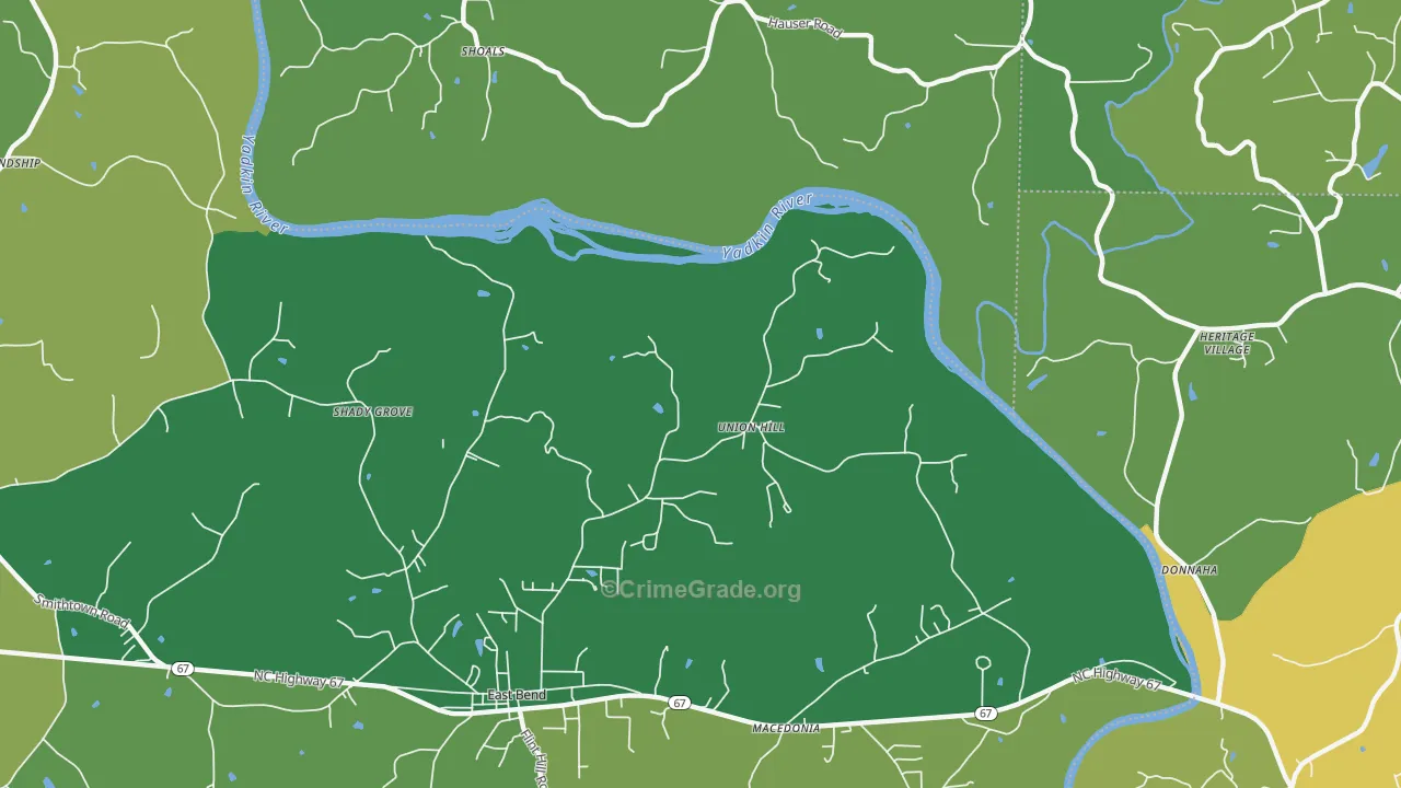 Union Hill, NC Map of Vehicle Theft Rates