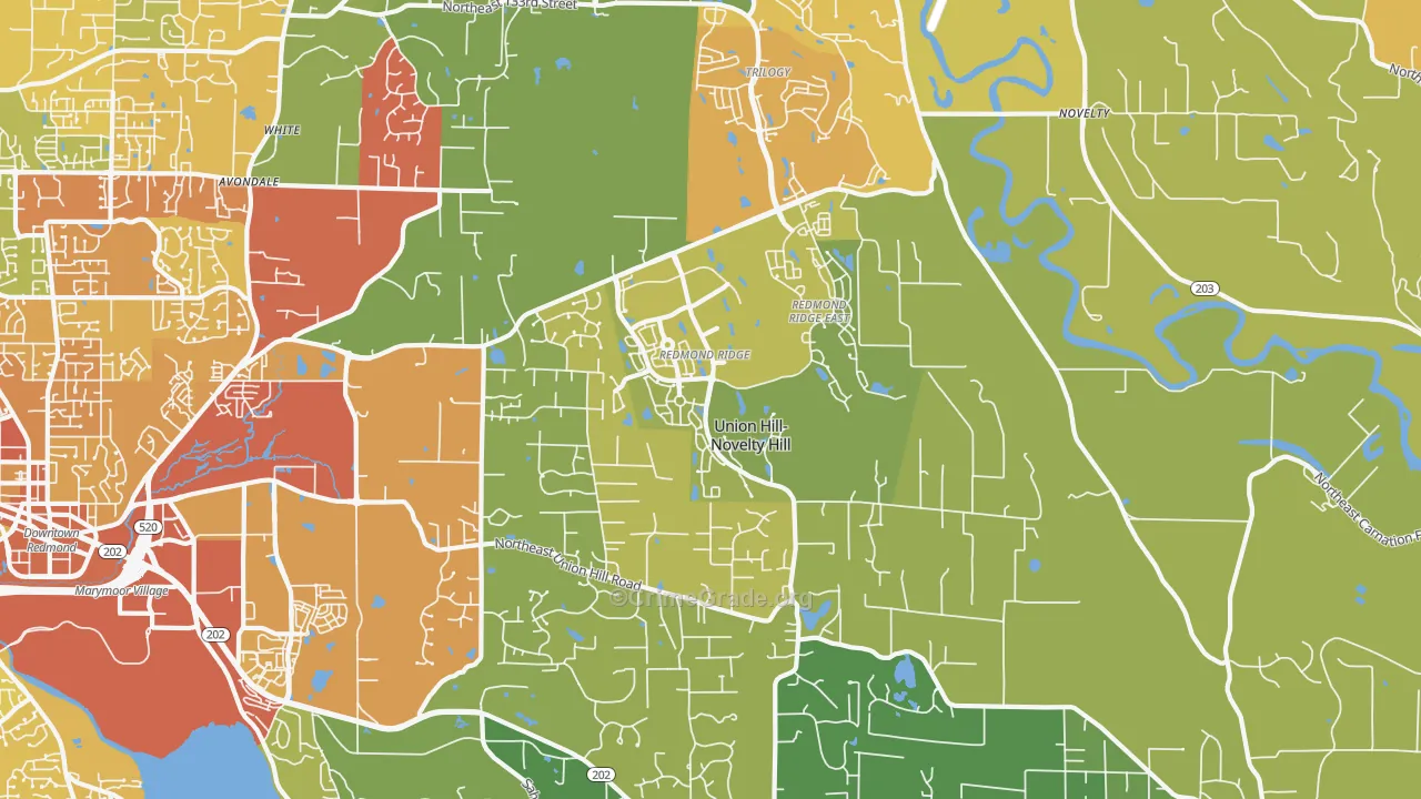 Union Hill-Novelty Hill, WA Map of Vehicle Theft Rates
