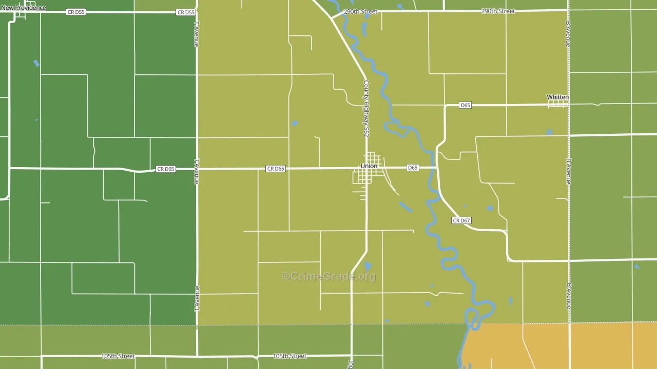 Union, IA Map of Vehicle Theft Rates