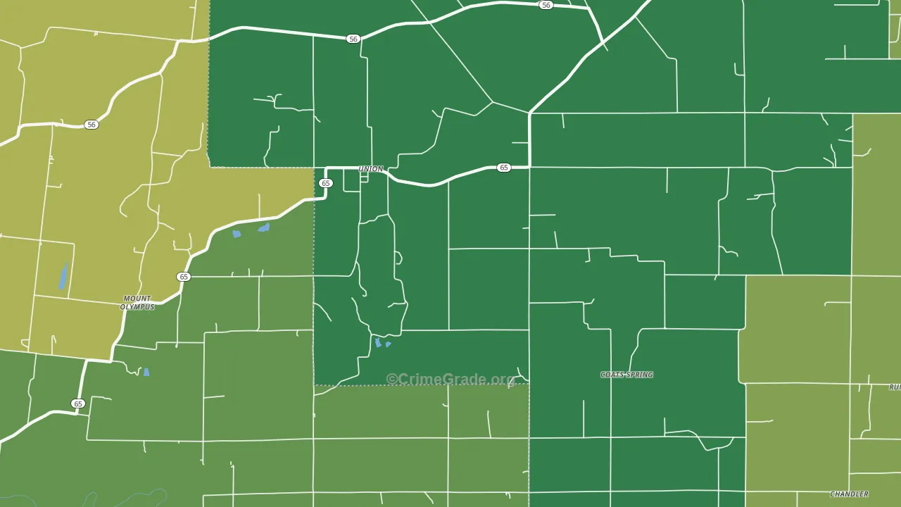 Union, IN Map of Vehicle Theft Rates