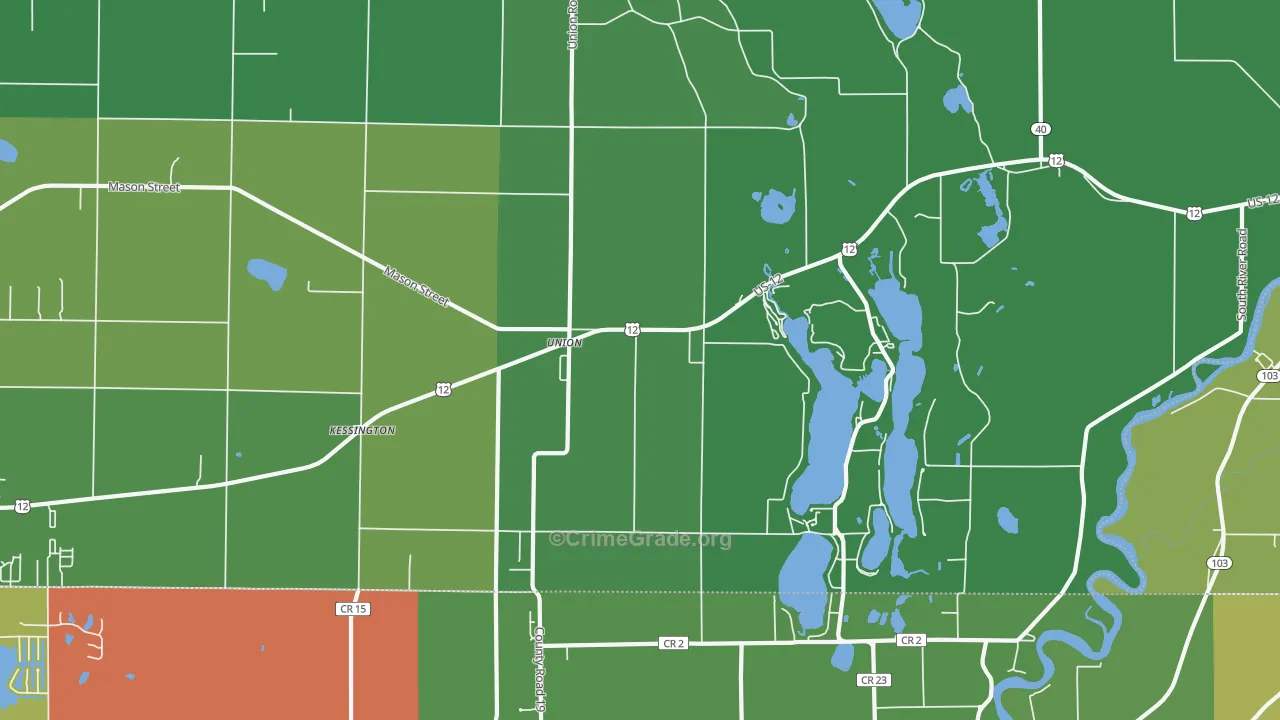 Union, MI Map of Vehicle Theft Rates