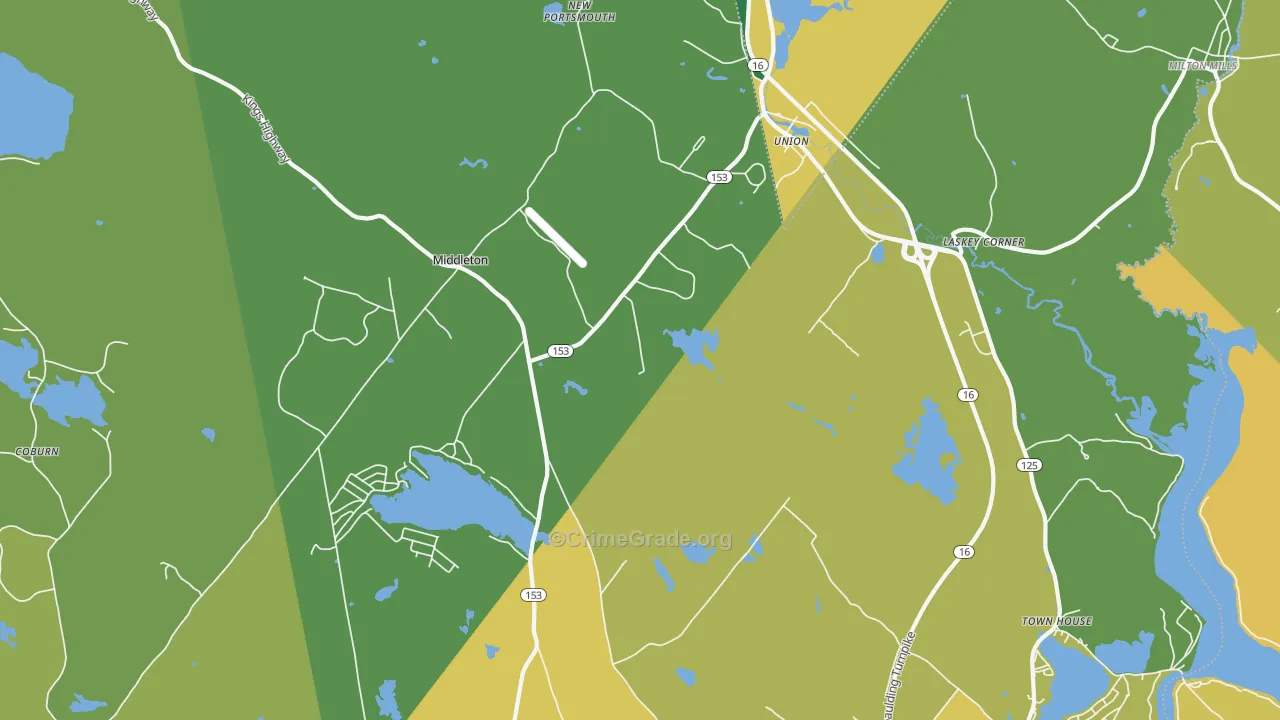 Union, NH Map of Vehicle Theft Rates