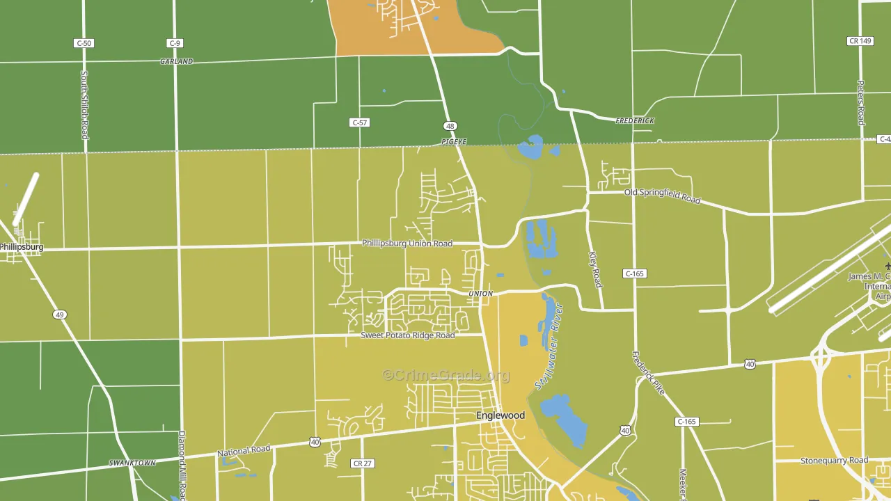 Union, OH Map of Vehicle Theft Rates