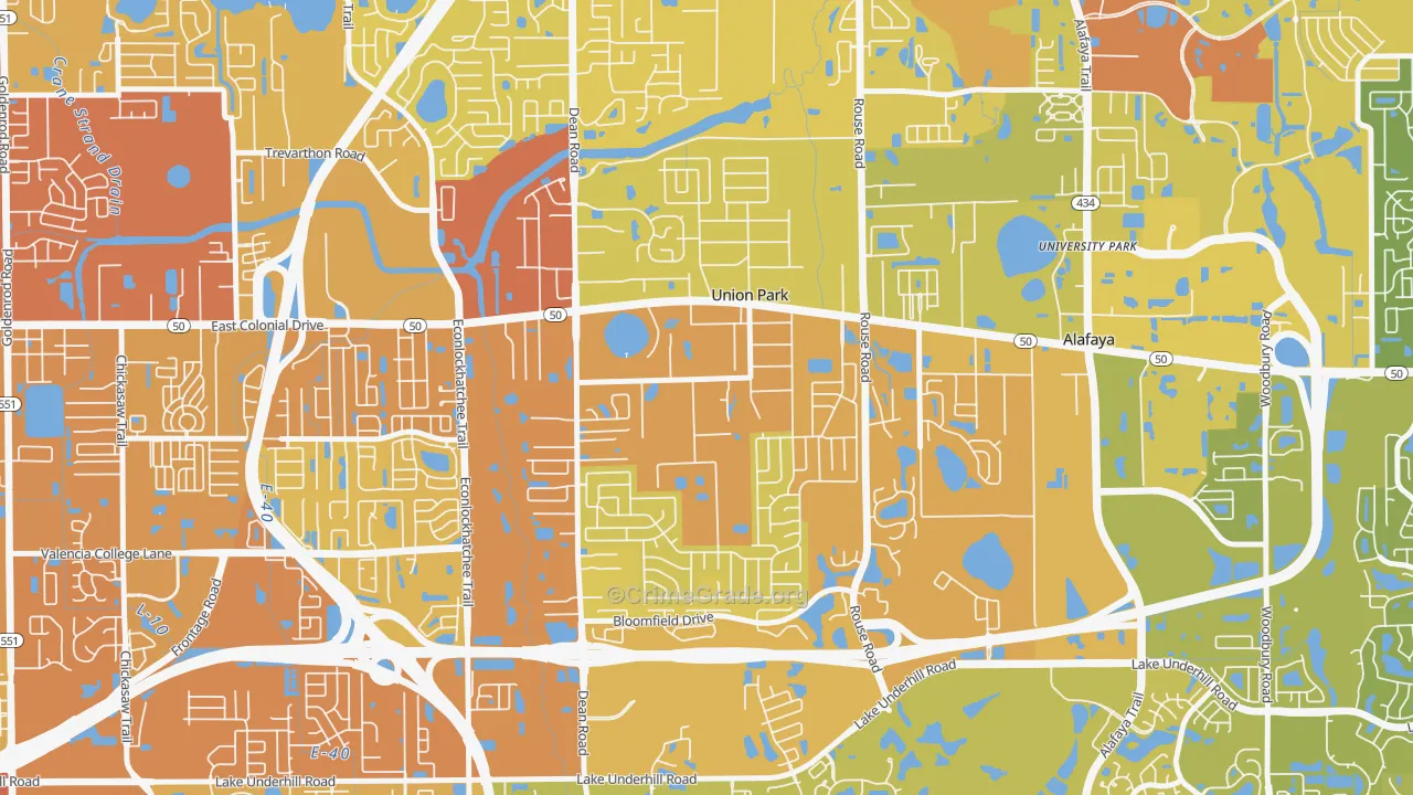 Union Park, FL Map of Vehicle Theft Rates