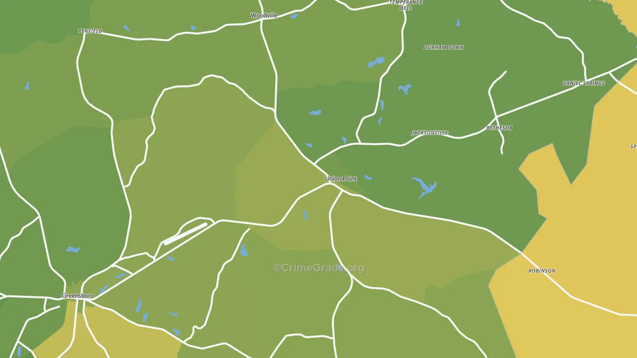 Union Point, GA Map of Vehicle Theft Rates