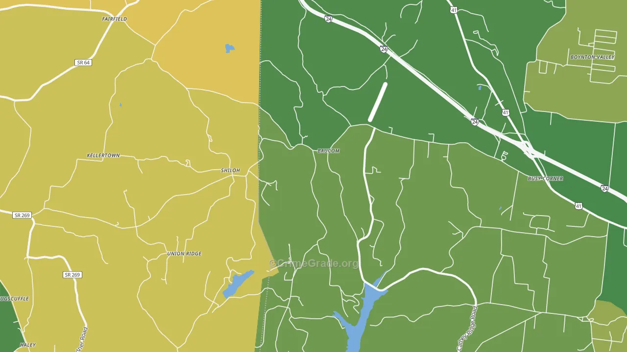 Union Ridge, TN Map of Vehicle Theft Rates