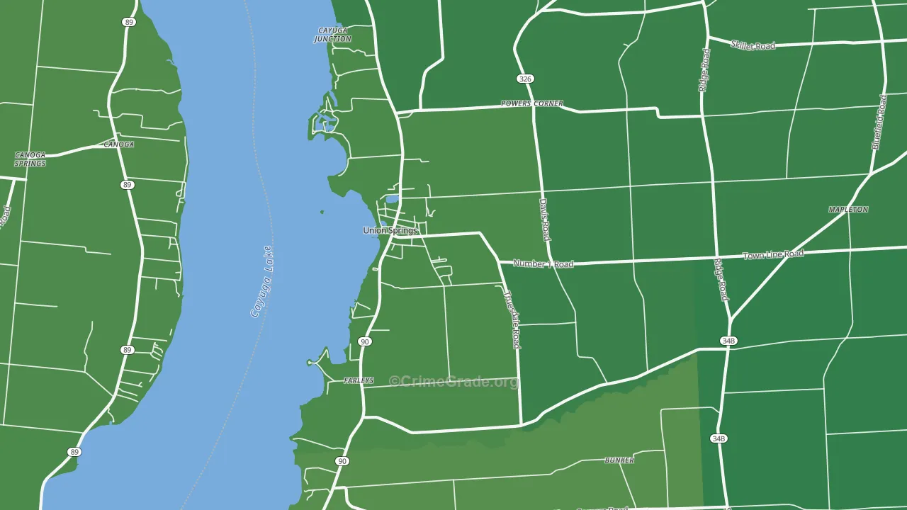 Union Springs, NY Map of Vehicle Theft Rates
