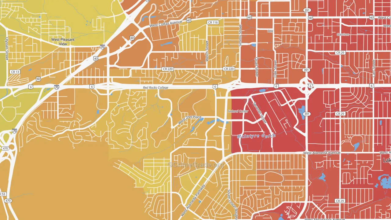 Union Square, Lakewood, CO Map of Vehicle Theft Rates