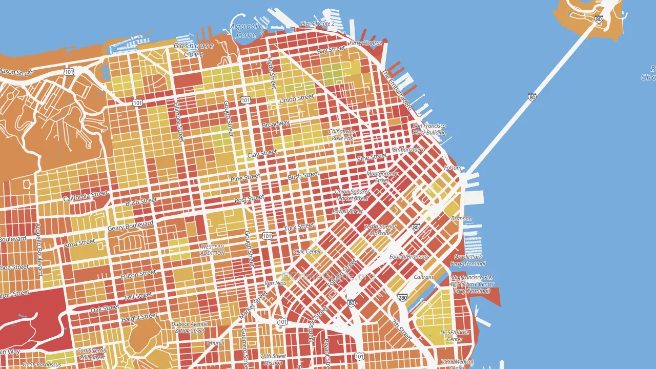 Union Square, San Francisco, CA Map of Vehicle Theft Rates