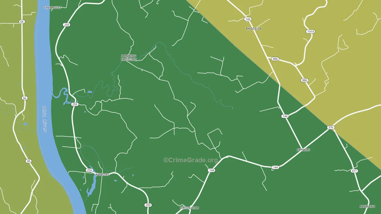 Union Star, KY Map of Vehicle Theft Rates