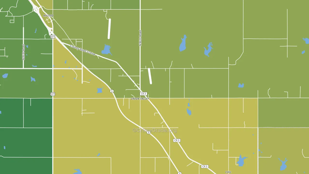 Union Valley, OK Map of Vehicle Theft Rates