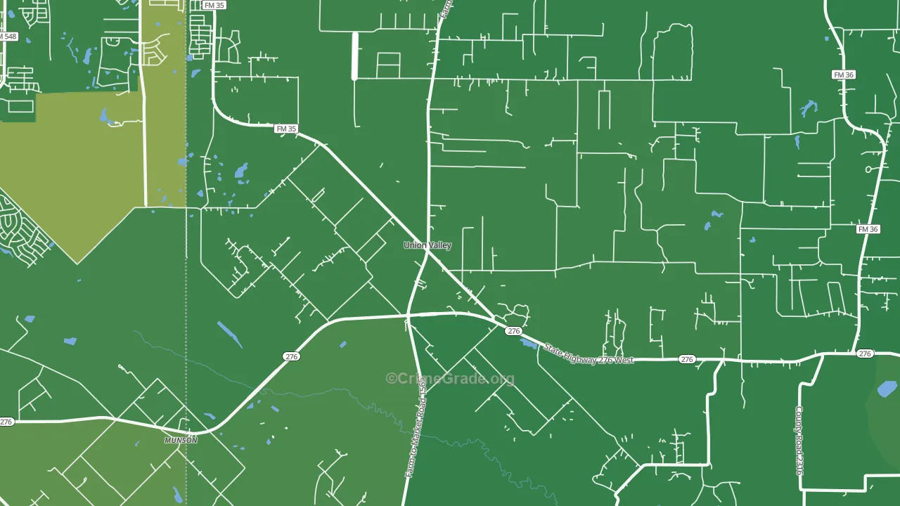 Union Valley, TX Map of Vehicle Theft Rates