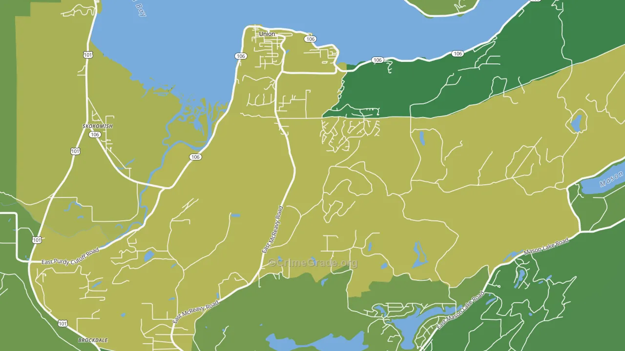 Union, WA Map of Vehicle Theft Rates