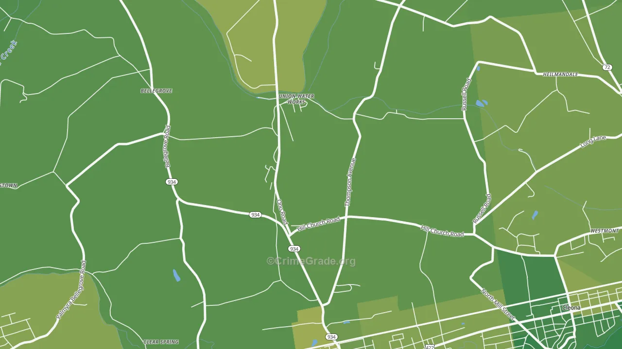 Union Water Works, PA Map of Vehicle Theft Rates