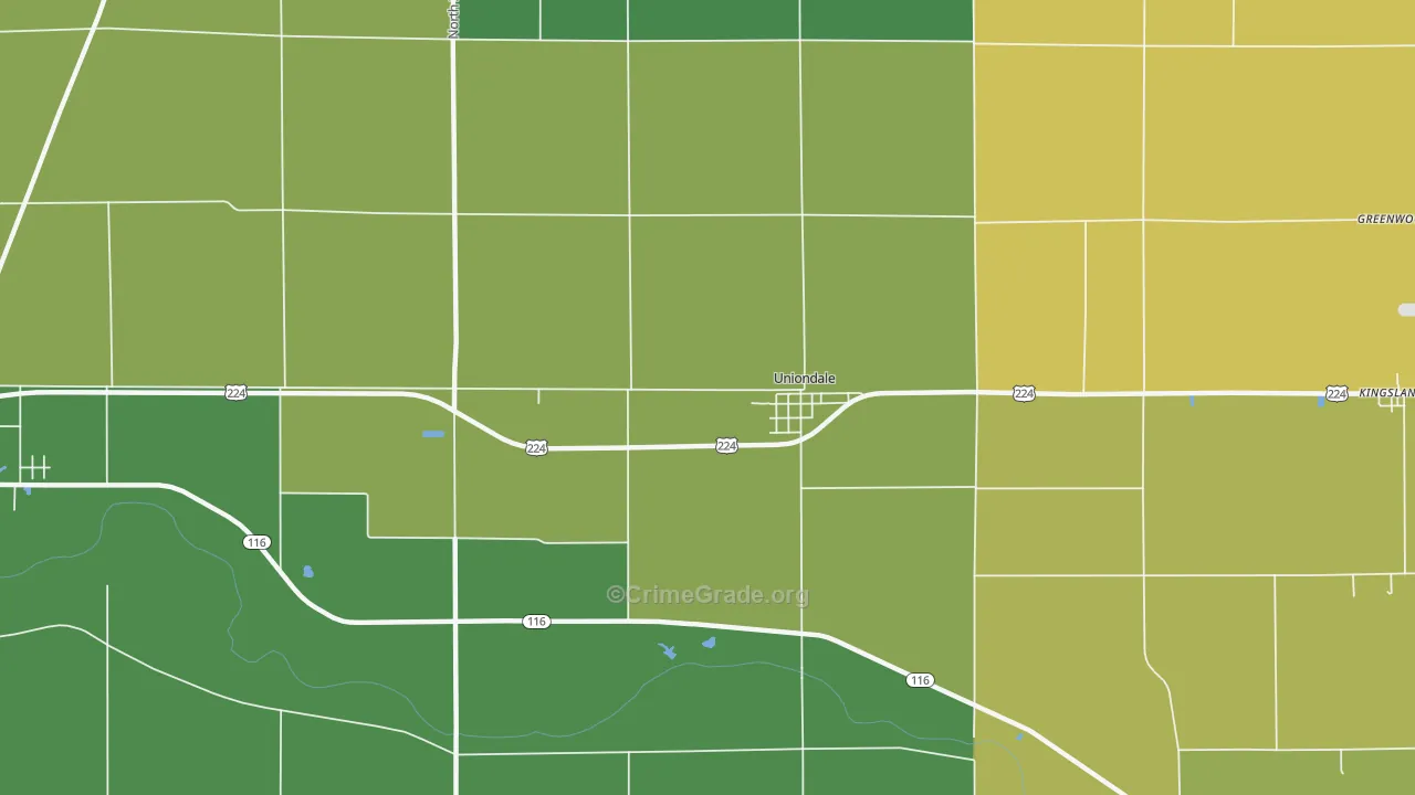 Uniondale, IN Map of Vehicle Theft Rates
