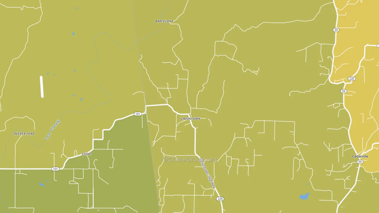 Uniontown, AR Map of Vehicle Theft Rates
