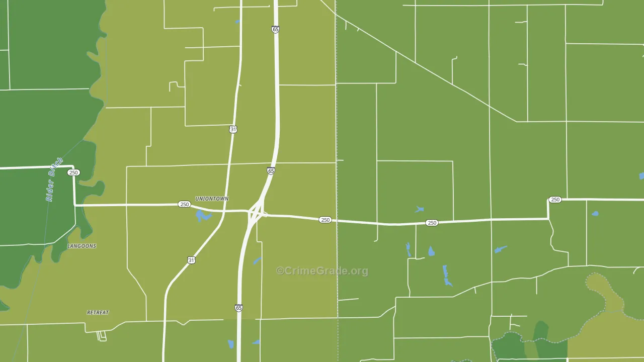 Uniontown, IN Map of Vehicle Theft Rates