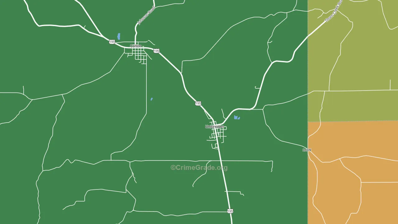 Uniontown, WA Map of Vehicle Theft Rates