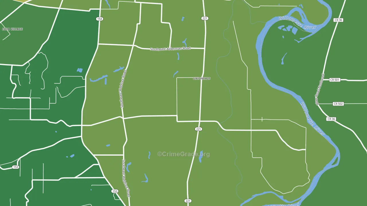 Unionvale, OR Map of Vehicle Theft Rates