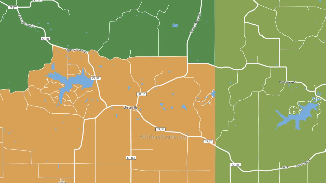 Unionville, IA Map of Vehicle Theft Rates