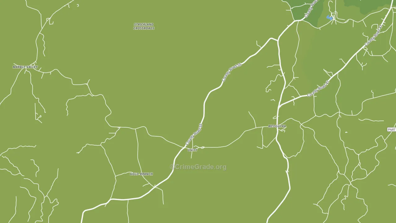 Unity, AL Map of Vehicle Theft Rates