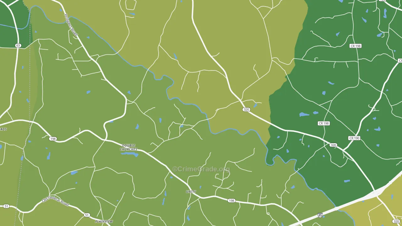 Unity, GA Map of Vehicle Theft Rates