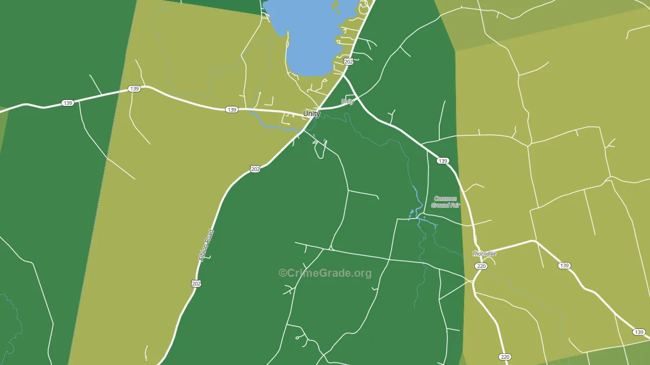 Unity, ME Map of Vehicle Theft Rates