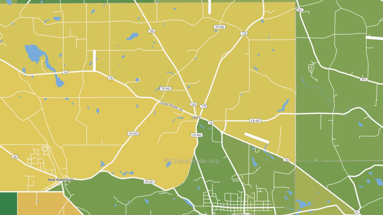 Unity, OH Map of Vehicle Theft Rates